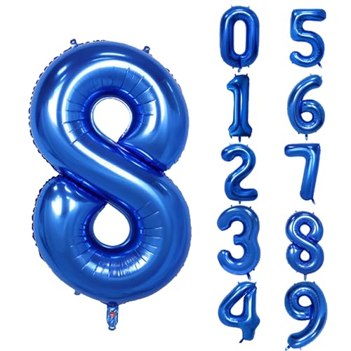 40 Inch Dark Blue Number 8 Foil Balloon for Birthday Parties