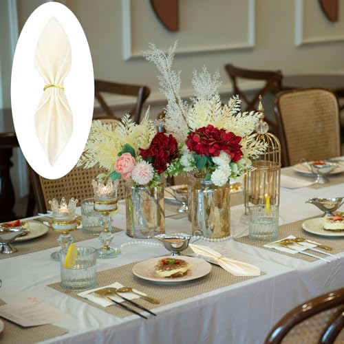 Gold Stainless Steel Napkin Rings - 10 Pcs Round Set for Table Decor