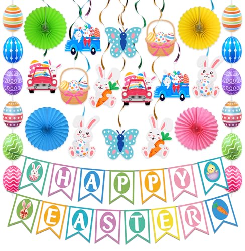 32-Piece Easter Decorations Set - Happy Easter Banner & Garland