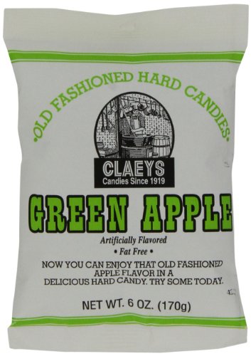 Claeys Green Apple Hard Candy Drops - 6 Ounce Bags (Pack of 12)