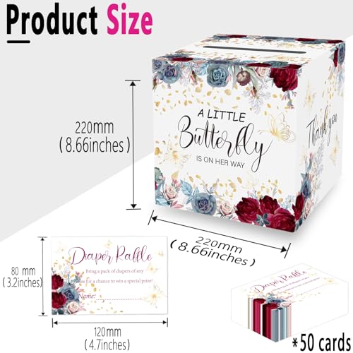 Butterfly Diaper Raffle Box Set with 50 Tickets for Baby Shower
