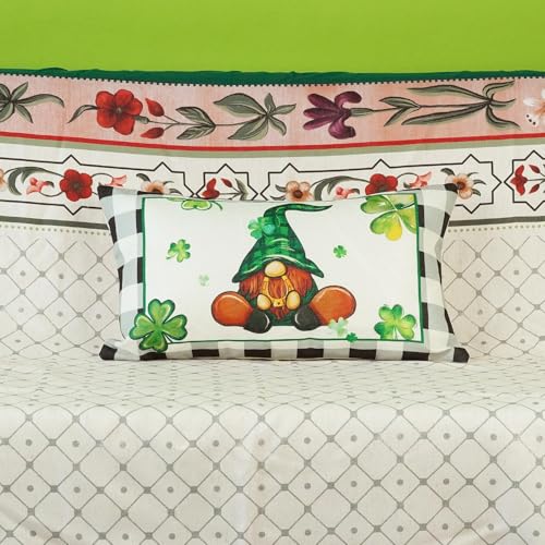 ONWAY 12x20 Inch St Patrick's Day Pillow Cover Lucky Clover Farmhouse Throw Pillowcase