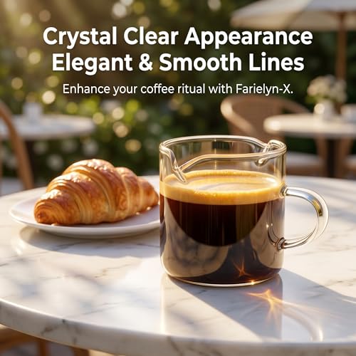 Farielyn-X 5oz Double Spout Espresso Cups Set of 2 - Clear Glass Coffee & Dessert Cups