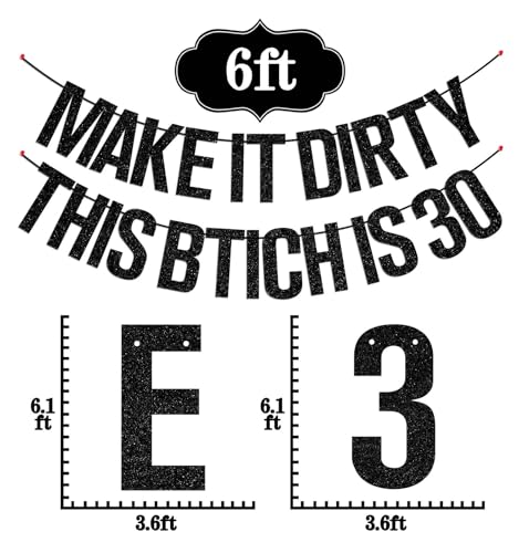 Dirty Thirty Birthday Banner for Women - Funny 30th Party Decor