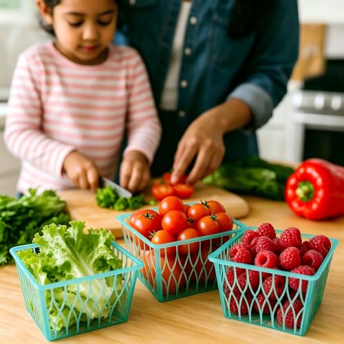 20 Pack Plastic Berry Baskets - 4-Inch Fruit & Vegetable Storage