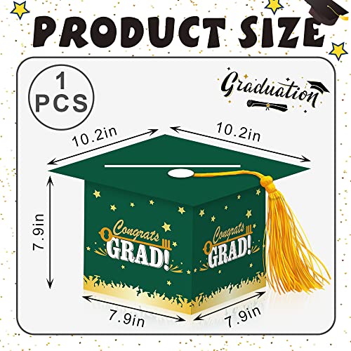 Green Graduation Card Box Holder with Tassel - Congrats Grad Decor
