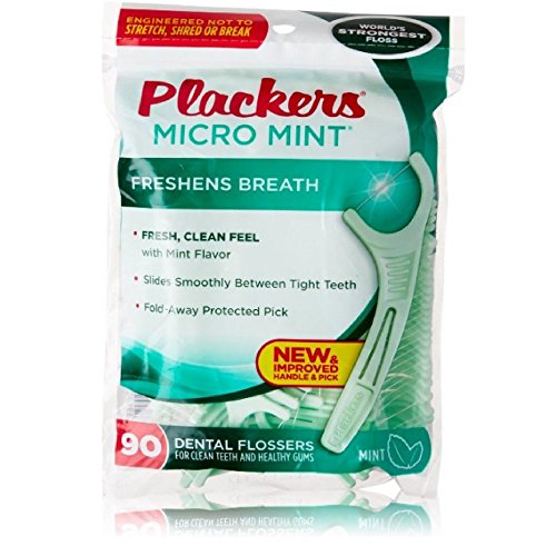 Plackers Micro Mint Dental Flossers with Fold-Out Toothpick 90 Count