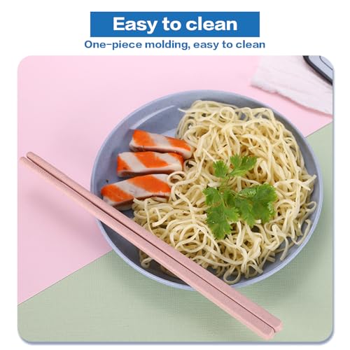 Frunsse Reusable Chopsticks 4 Pairs, 20cm Textured Matte Soft-Tone Utensils