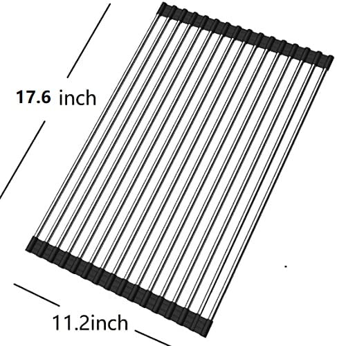 Roll-Up Dish Drying Rack - 17.7" x 11.2" Stainless Steel Over-Sink Mat