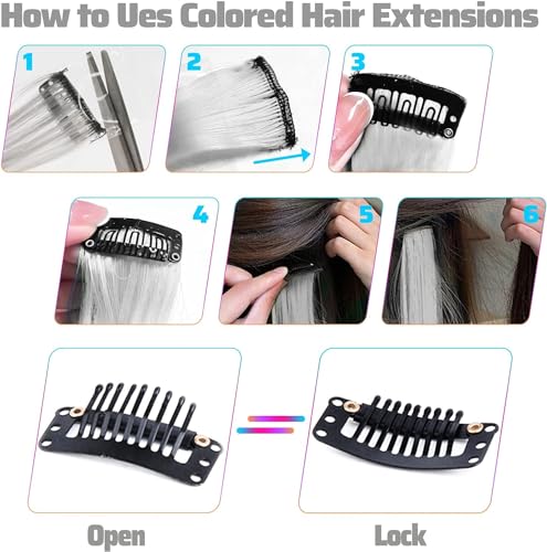 Belle G Clip In White Hair Extensions Straight 22 Inch 2 PCS