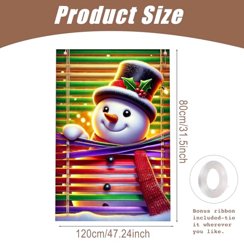 Nuxovilar Christmas Window Cover Banner Snowman 31x47 Inch Holiday Decor CU01093