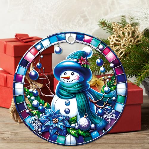 Acrylic Snowman Christmas Tree Ornament with Gift Box