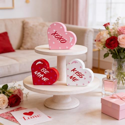 Wooden Heart Decorations - 3 Pcs Romantic Conversation Signs