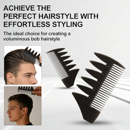Qjaiune 3-Pack Black Hair Styling Comb Set, Wide Tooth & Texture Combs