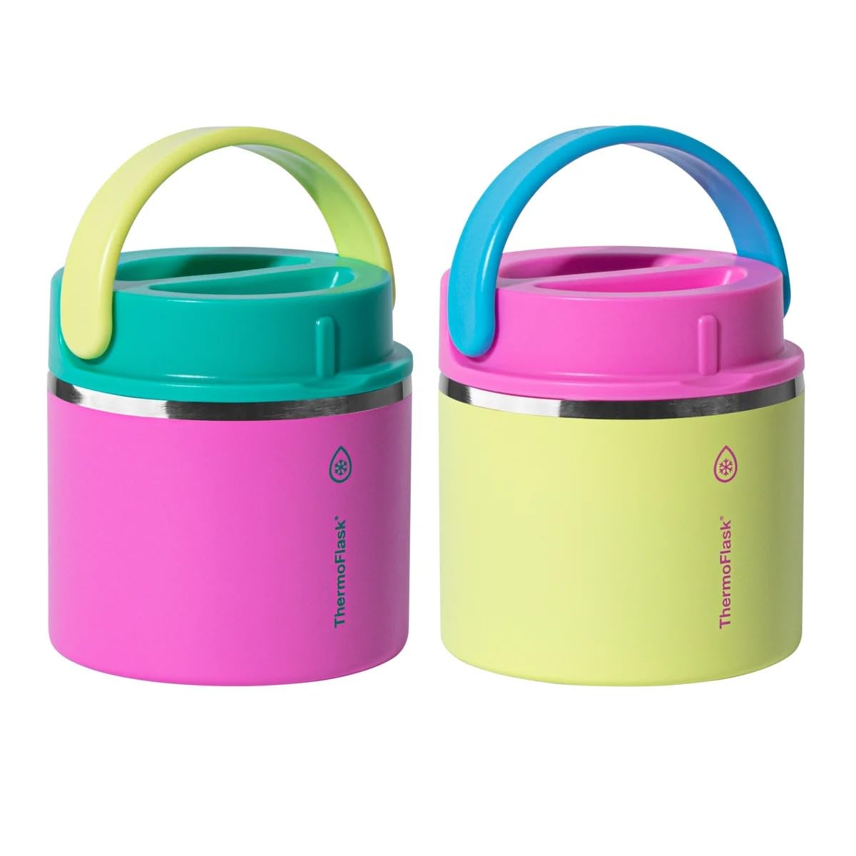 ThermoFlask 20 oz Insulated Food Jar, 2-Pack, Pink and Blue, Hot 12 Hours Cold 24 Hours (Pink and Yellow)