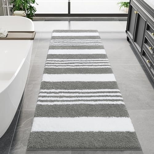 LOCHAS Non-Slip Long Bathroom Rug Runner 24" x 60" - Grey