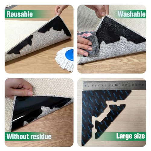 Large Non-Slip Rug Pads - 16 Pcs Adhesive Carpet Grippers for Hardwood & Tile