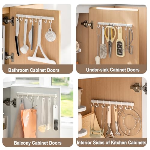 Adjustable Self-Adhesive Cabinet Door Hooks with 8 Hooks
