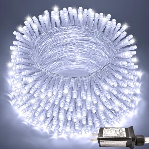 Indoor Outdoor 66ft 200 LED White Christmas String Lights - Plug in