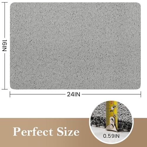SoftDuo Non-Slip Shower Mat 24" x 16" - Soft Tub Mat in Grey
