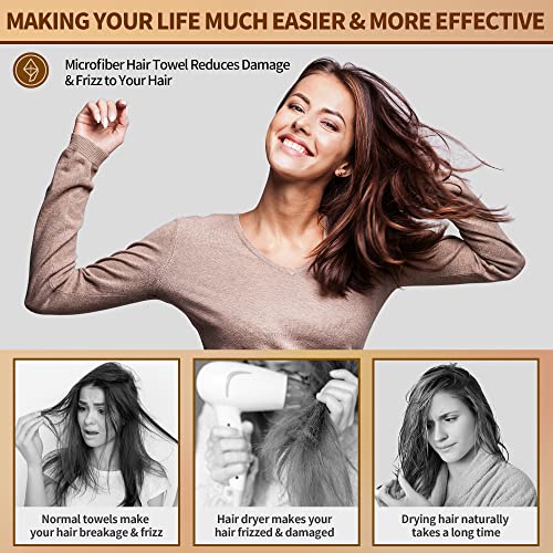 NEXCOVER Microfiber Hair Towel Wraps - 2 Pack White, 9.8" x 25.5"