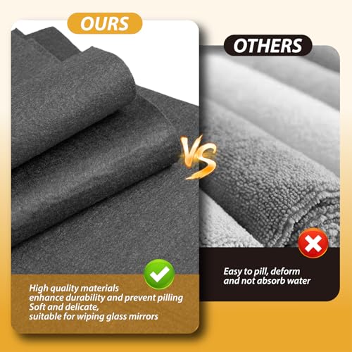 DyPinYise 8PCS Black Reusable Microfiber Cleaning Cloths - Thickened, Streak-Free