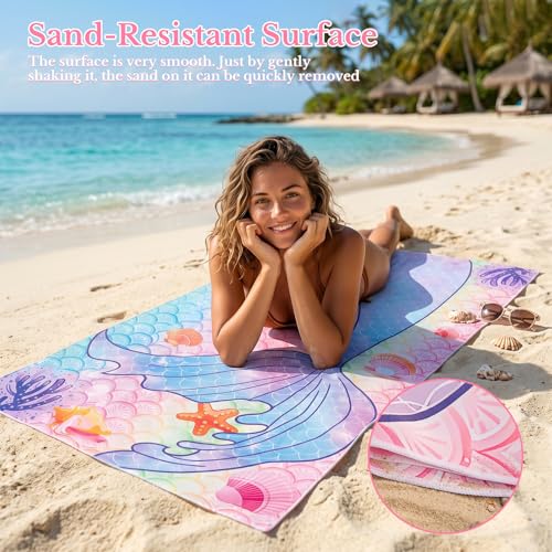 SpaceTime Whale Microfiber Beach Towel, Oversized Quick Dry Sand-Free Towel