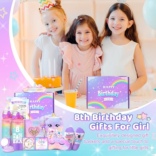 8th Birthday Unicorn Gift Set for Girls - Water Bottle, Plush Headband & More - Variation of THIS Listing
