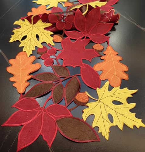 Autumn Maple Leaves Table Runner 14x36 Inches - Fall Harvest Dresser Scarf