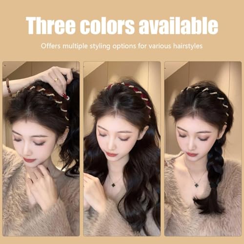 Zeamyhy 3-Pack Vintage Pearl Headbands with Teeth for Women