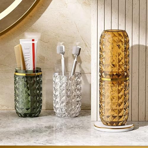 Awleynz Green Travel Toothbrush Holder with Cover & Cup - Bathroom Organizer