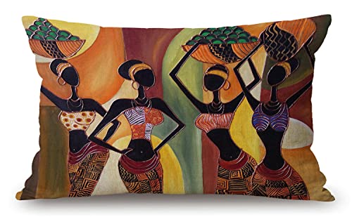 Solekla Farmhouse Outdoor Throw Pillow Cover 12x20 Inch African Woman Design - Jcp135