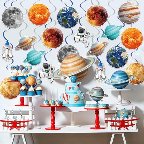 40Pcs Outer Space Hanging Swirl Decorations for Kids' Parties