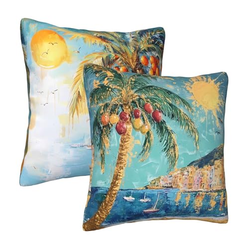 Palm Tree Art Throw Pillow Covers 18x18 inch Set of 2 - Mshutbna