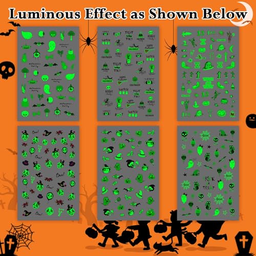 280 PCS Glow Halloween Nail Stickers for Kids - DIY Nail Art Decals