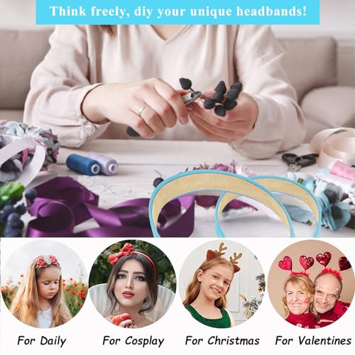 Wecoe Light Blue Suede Headband for Women and Girls, 1 Inch Wide Solid Hair Band