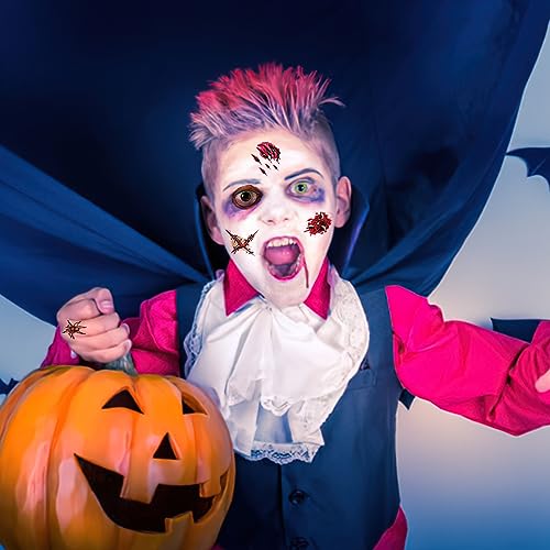 Halloween Temporary Tattoos 9PCS - 3D Bloody Scars & Fake Wounds