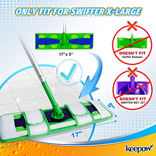 KEEPOW XL Mop Pads - Green, 2 Pack for Swiffer XL Mops