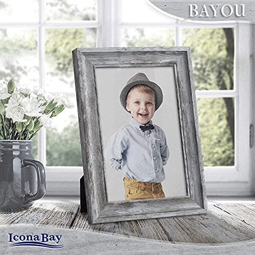 Icona Bay 4x6 Azure Gray Picture Frame - Coastal Style, Wall Mount & Table Top