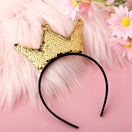 Sequin Crown Headband Glitter Hair Hoop for Women and Girls Birthday