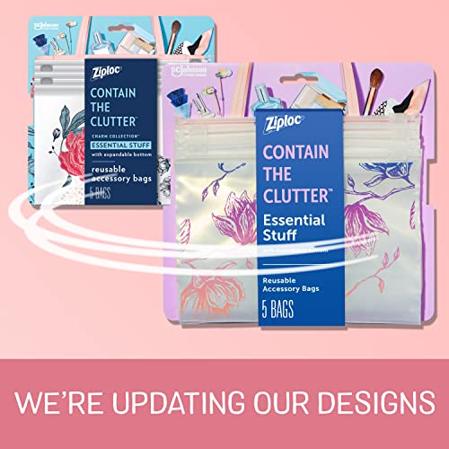 Ziploc Reusable Travel Makeup & Accessory Bag - 5 Pack