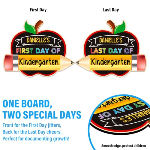 LZPTQ Double-Sided Reusable Apple-Shaped First & Last Day of School Sign 13x10.6"