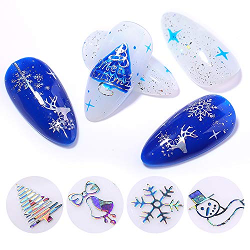 Christmas Nail Stickers - 8 Sheets 3D Holographic Winter Decals