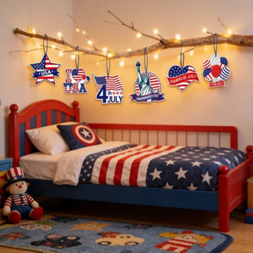 Independence Day Door Sign Decorations - Patriotic 9-Piece Set