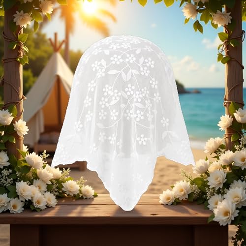 White Lace Flower Triangle Headband Elegant Women Sunproof Bandana