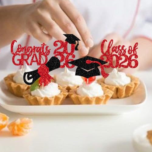 30 Pack Graduation Cupcake Toppers - Class of 2026 Decorations