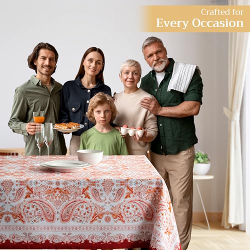 Orient Square Table Cloth 60x60 Inch Reusable Cotton Holiday Decor