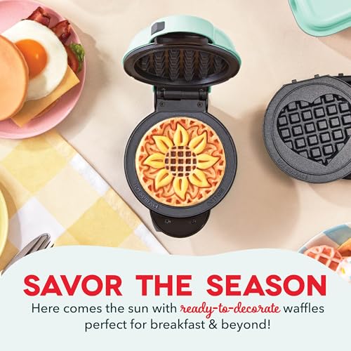 Dash MultiMaker® Mini Waffle Plate Set - Sunflower & Bee Design, Nonstick, 4-Inch, Two-Pack (Replacement Plates for Waffle Maker Not Included)