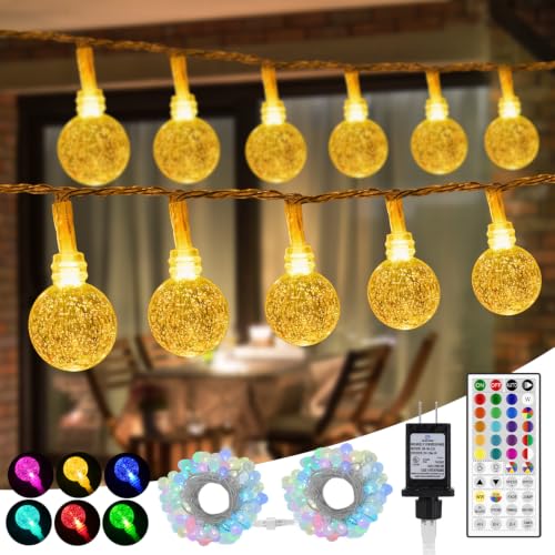 Color Changing Outdoor String Lights 66ft 120LED Waterproof Twinkle Lights - Remote Control