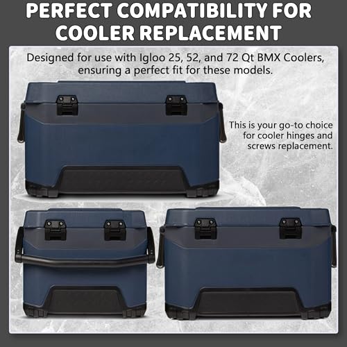 (2 Pack) Coolers Hinge for Igloo 25, 52, 72 Qt BMX Coolers Latch Replacement Parts, Cooler Hinges with Screws for Igloo Cooler Replacement Hinges